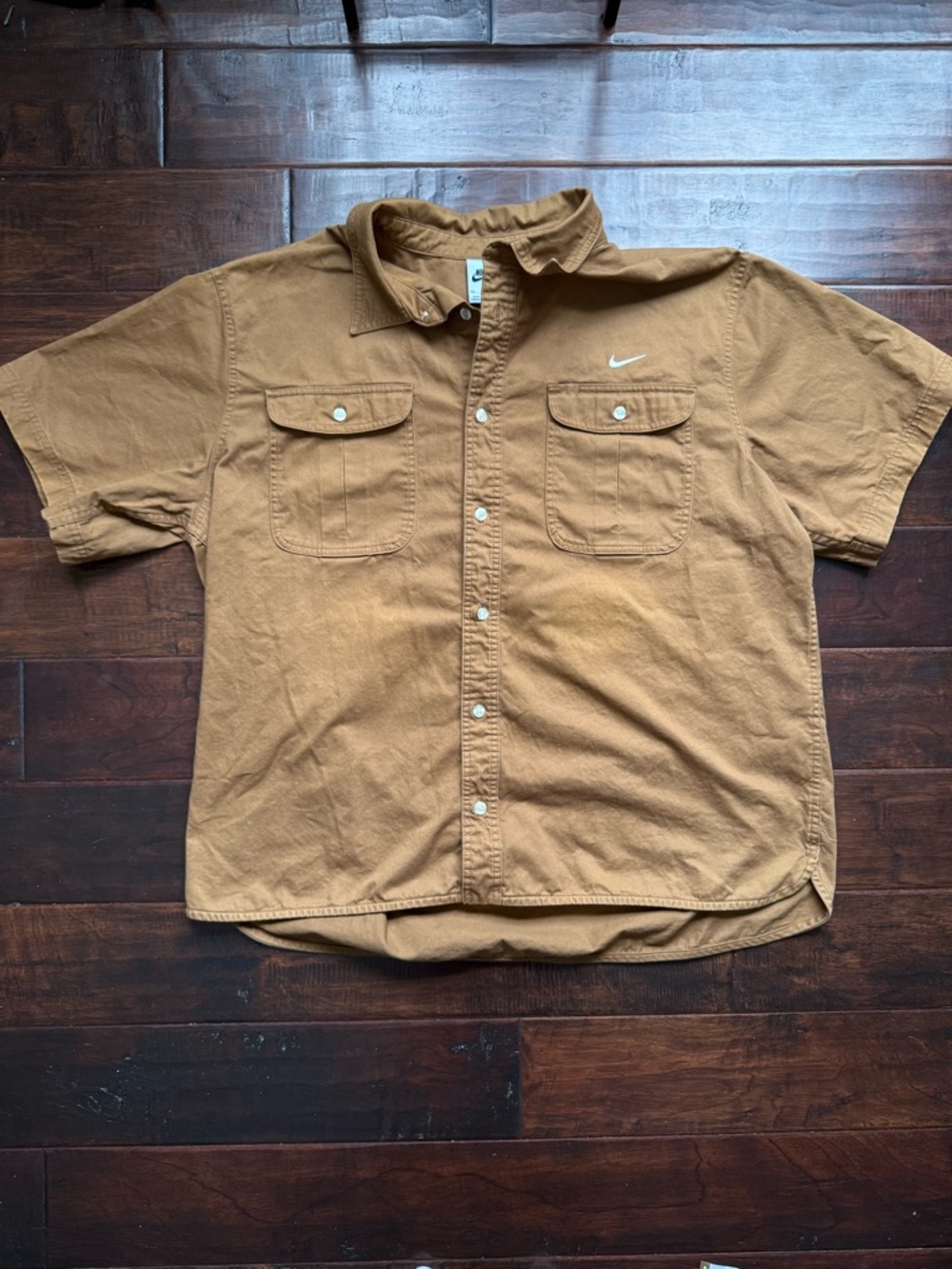 Nike SB Tanglin Short-Sleeve Woven Button-Up Skate Shirt Ale Brown XXL